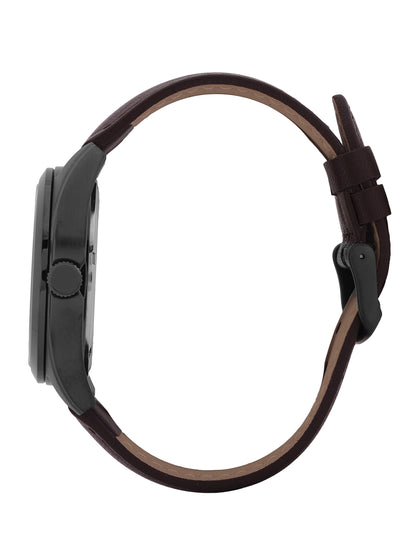 Daniel klein IP Gun Emboss Dial Brown Leather Watch for Men DK.1.14088-4