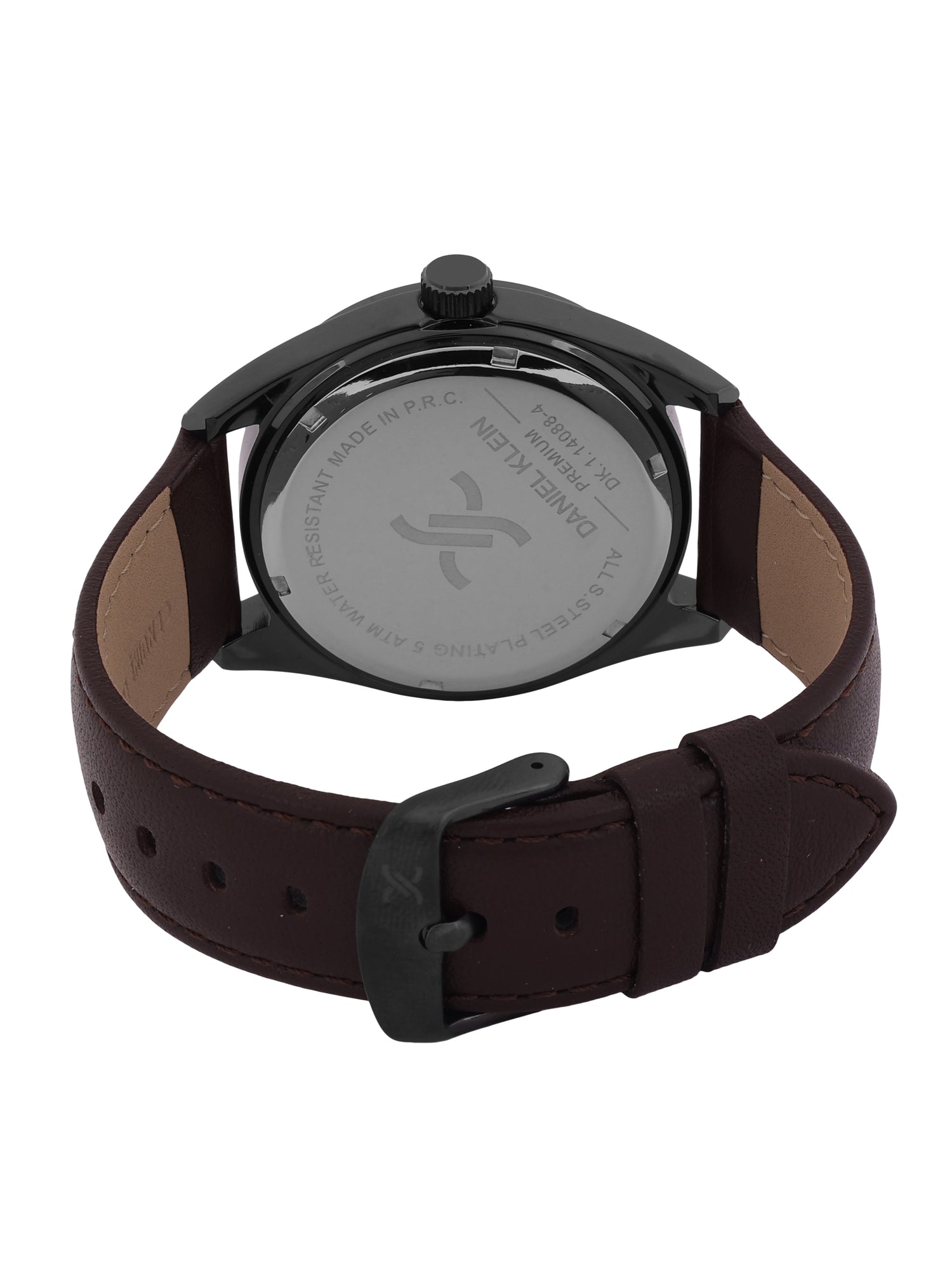 Daniel klein IP Gun Emboss Dial Brown Leather Watch for Men DK.1.14088-4