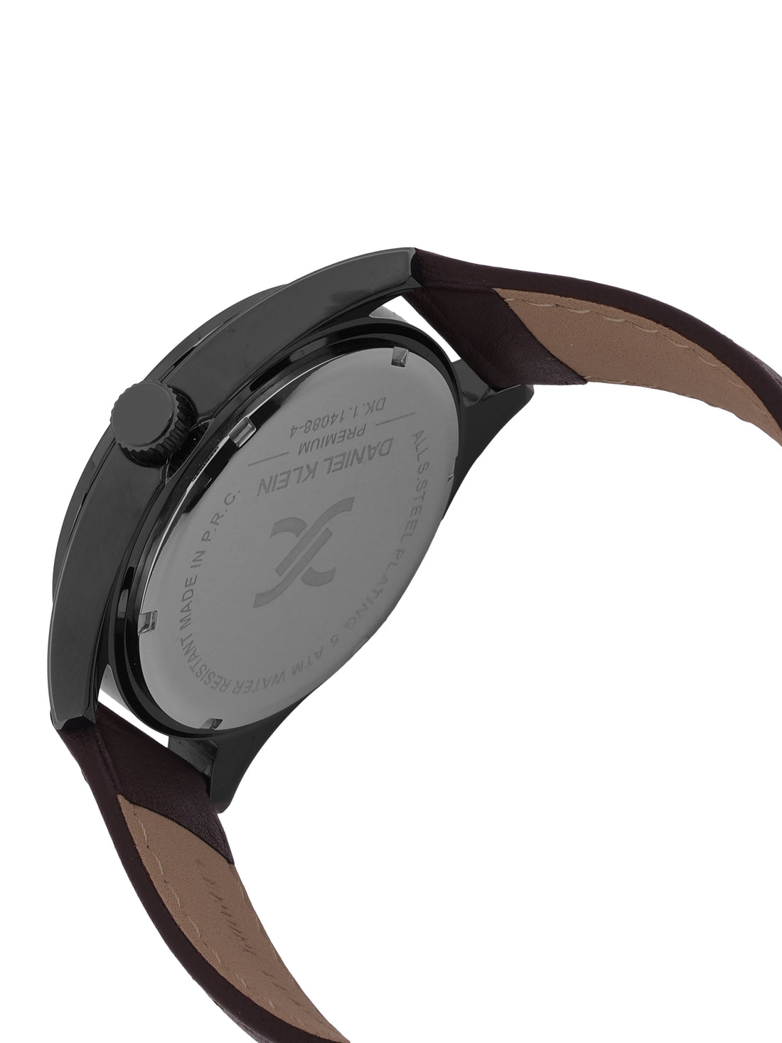 Daniel klein IP Gun Emboss Dial Brown Leather Watch for Men DK.1.14088-4