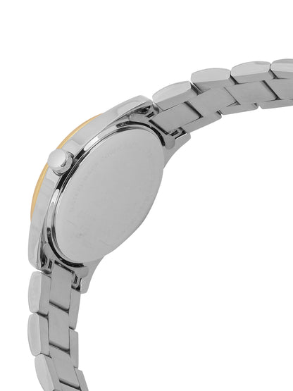 Daniel klein Dual-Tone IPS/IPG Silver Embossed Dial Stone Watch for Women DK.1.13953-5