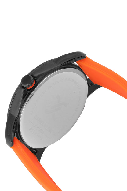 Fashionable Analog Black Dial with Red Silicon Strap Men&