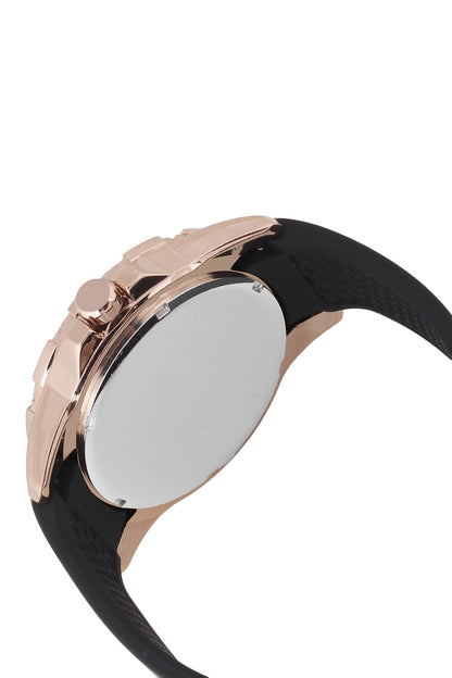 Analog Black Dial with Black Silicon Strap Men&