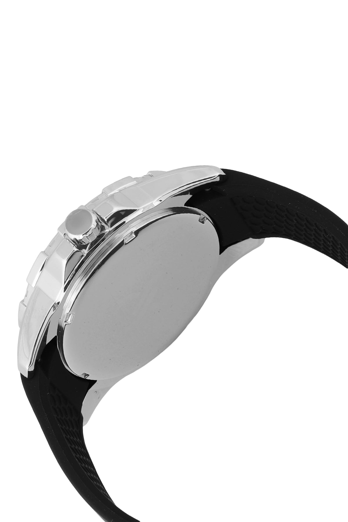 Modern Stainless Steel Black Dial with Black Silicon Strap Men&