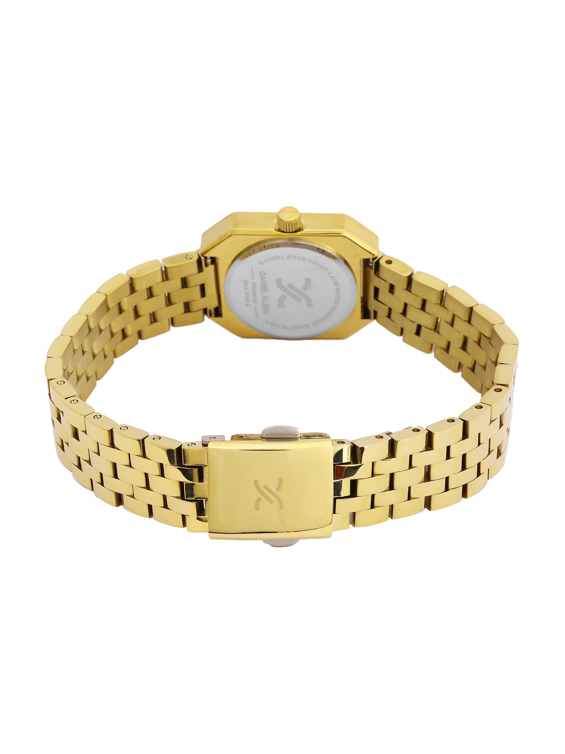 Daniel Klein Analog Black Round Dial Gold/Black Case Gold Strap Quartz Water-Resistant Wrist Watch for Women Girls, Ladies DK.6.14182-3