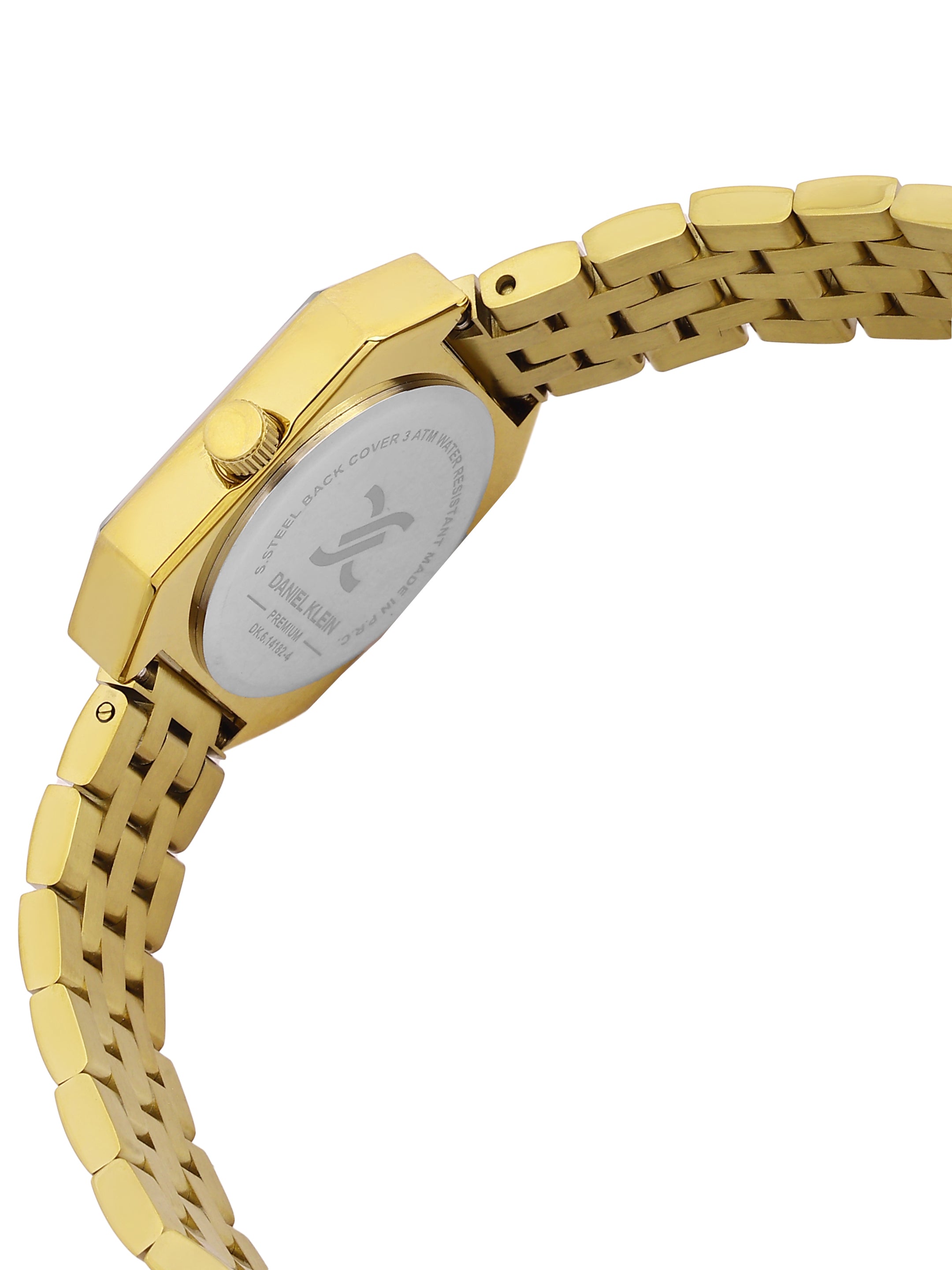 Daniel Klein Analog Black Round Dial Gold/Black Case Gold Strap Quartz Water-Resistant Wrist Watch for Women Girls, Ladies DK.6.14182-3