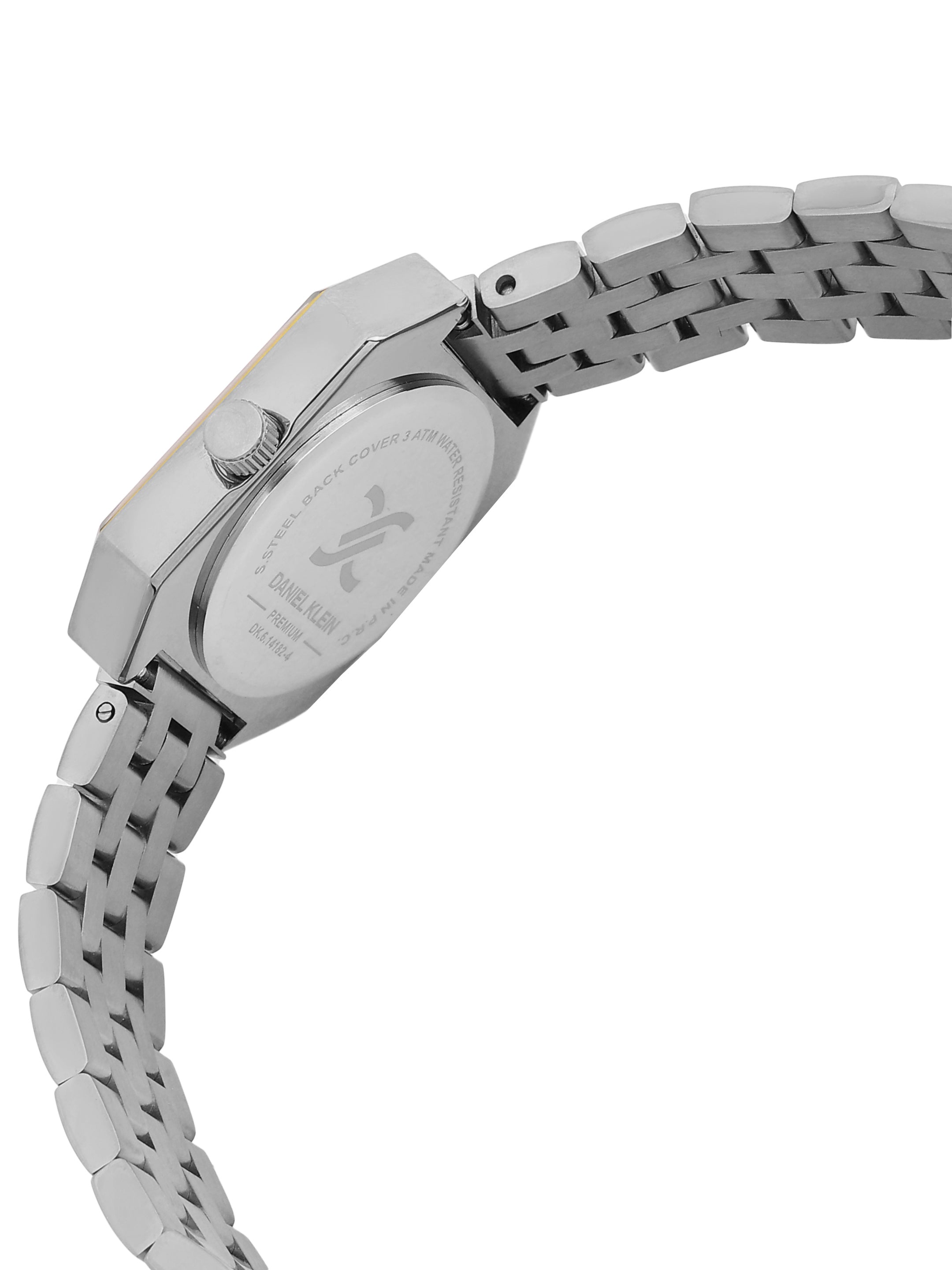 Daniel Klein Analog Silver Round Dial Silver and Gold Case Silver Strap Quartz Water-Resistant Wrist Watch for Women Girls, Ladies DK.6.14182-5
