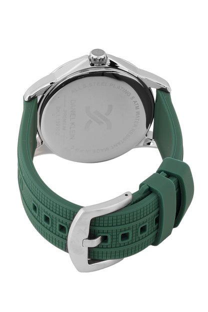 Fashionable Analog Green Dial with Green Silicon Strap Men&
