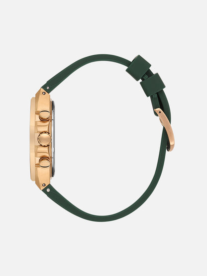 Daniel Klein Analog Dark Green Round Dial Pink Rose Gold Case Dark Green Strap Quartz Water-Resistant Wrist Watch for Men Boys DK.1.14258-4