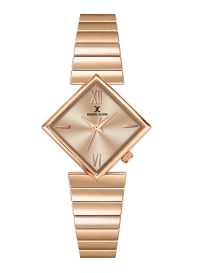 Daniel Klein Women Analog Watch | Rose Gold Case | Rose Gold Dial | Rose Gold Strap | 30 mm | Water Resistant 3 ATM | DK.20.10010-2