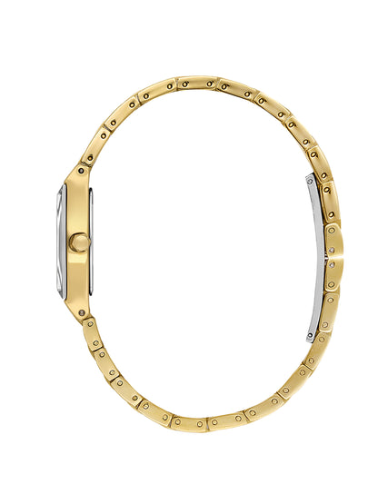 Daniel Klein Analog Silver Round Dial Gold/Gold Case Gold Strap Quartz Water-Resistant Wrist Watch for Women Girls, Ladies DK.6.14186-2