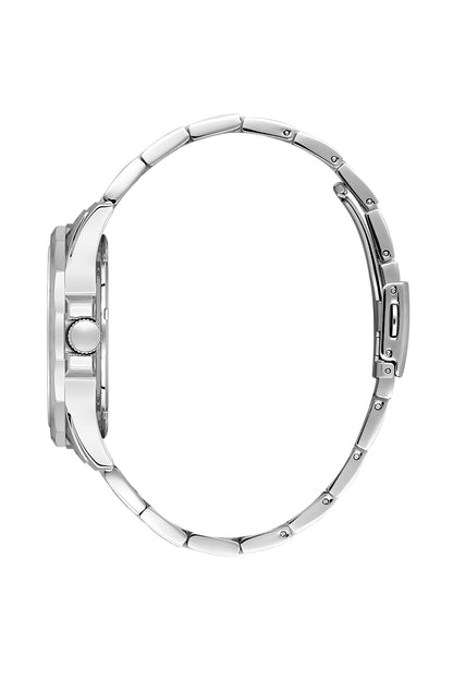 Daniel Klein Analog Black Round Dial Silver Case Silver Strap Quartz Water-Resistant Wrist Watch for Men Boys DK.1.14199-2