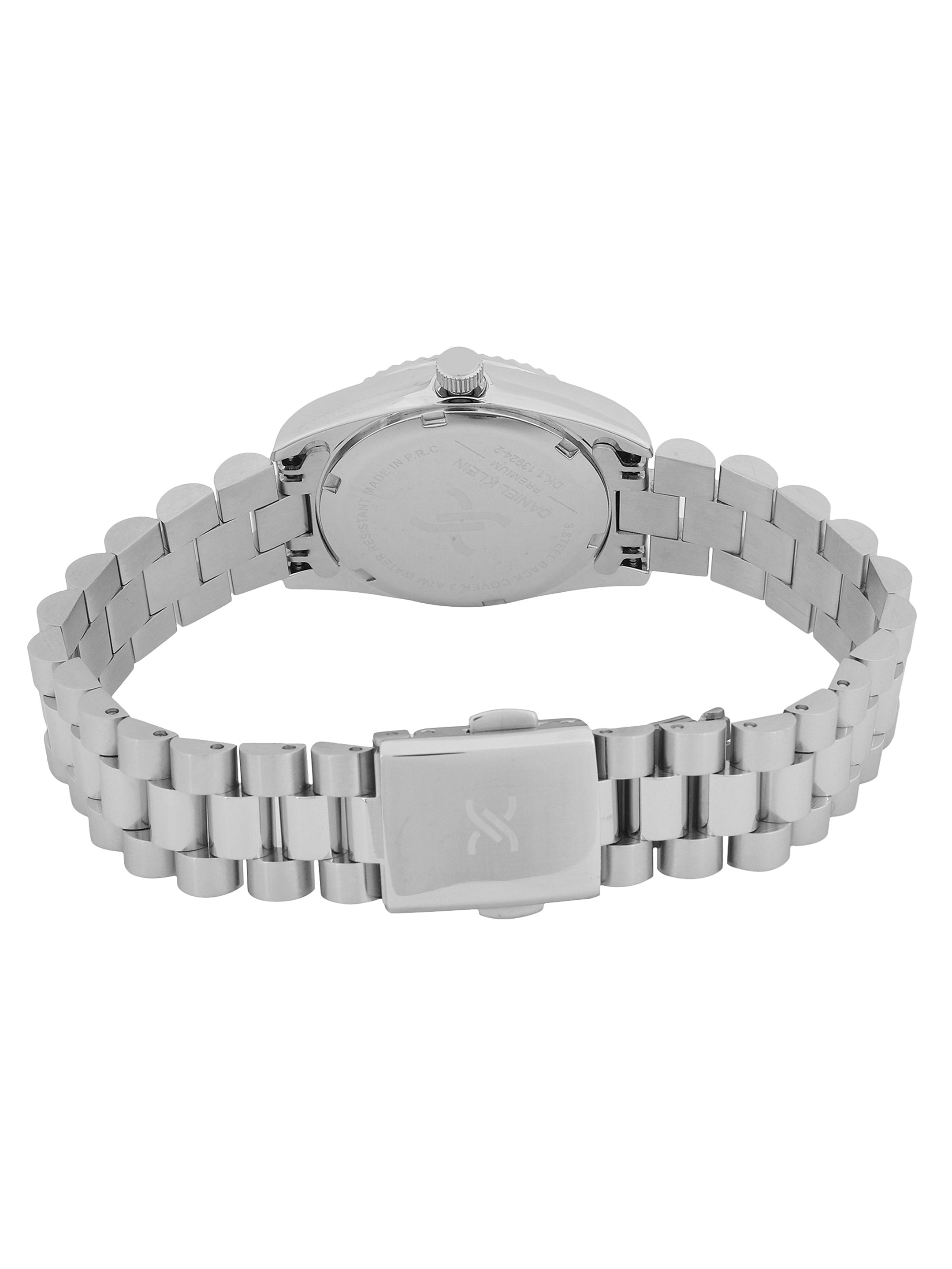 Daniel klein Premium Lady IPS Silver Sunray Dial Stone Stainless Steel Watch DK.1.13924-1