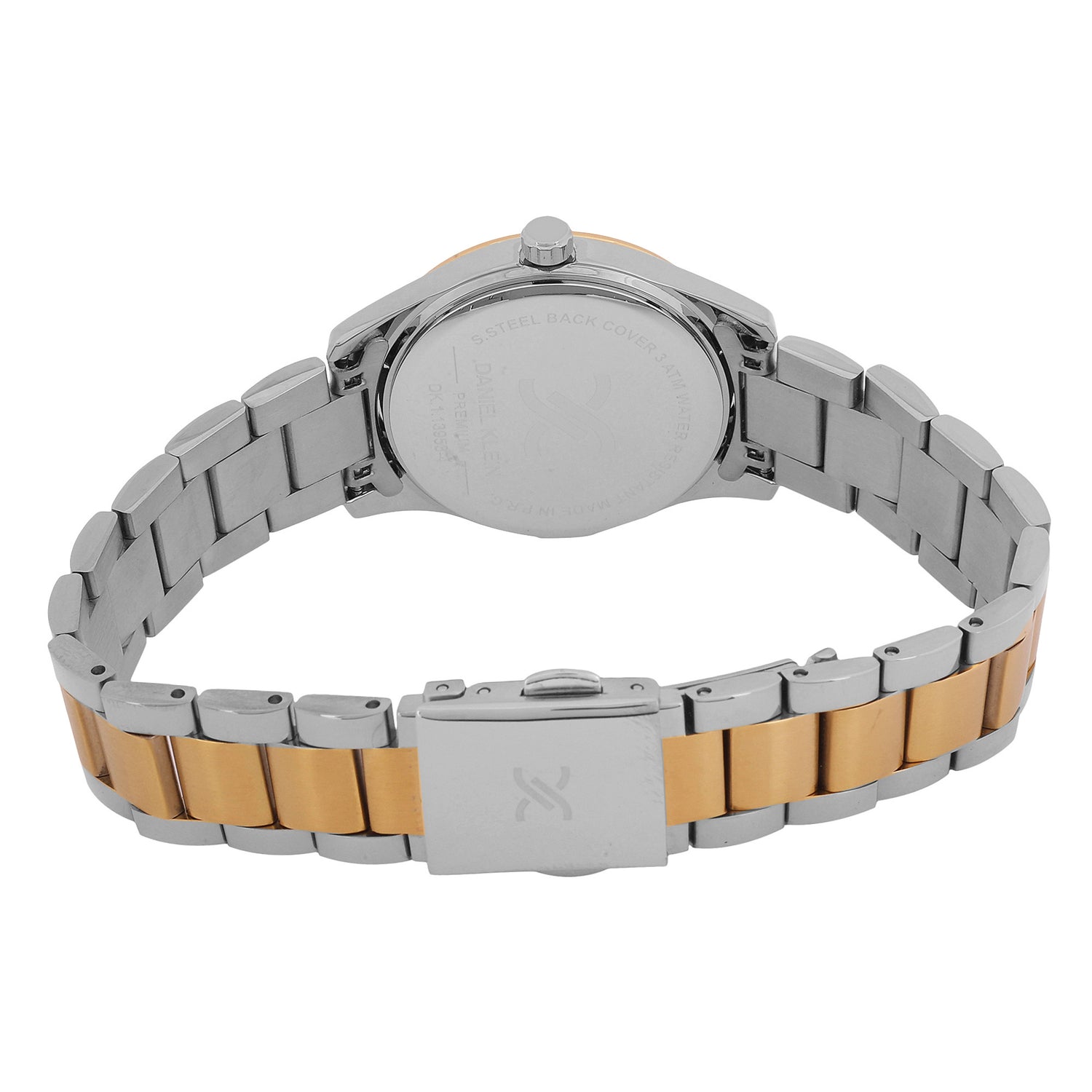 Daniel klein IPS/IP Pink R.Gold Dark Green Embossed Dial Stone Watch for Women DK.1.13953-6