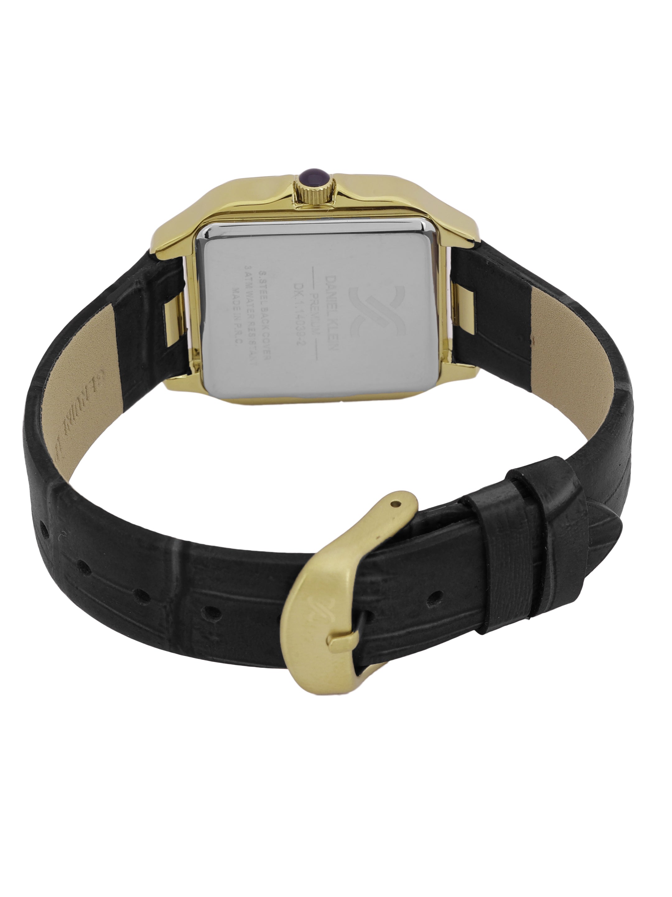 Daniel klein Premium Lady Silver Case Black Leather Strap Sunray Dial Watch DK.1.14039-3