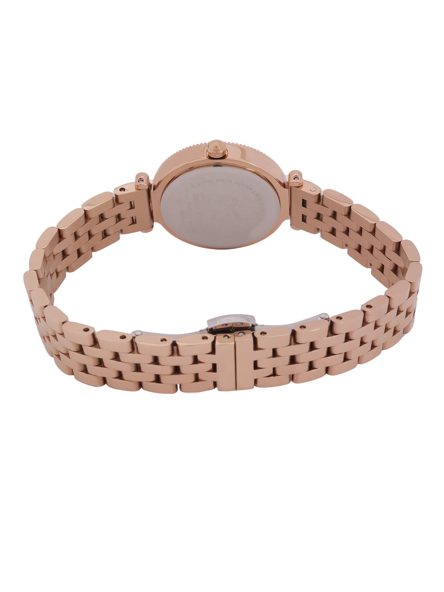 Daniel klein IP Pink R.Gold Blue MOP Sunray Dial Stone Watch for Women DK.1.13948-5