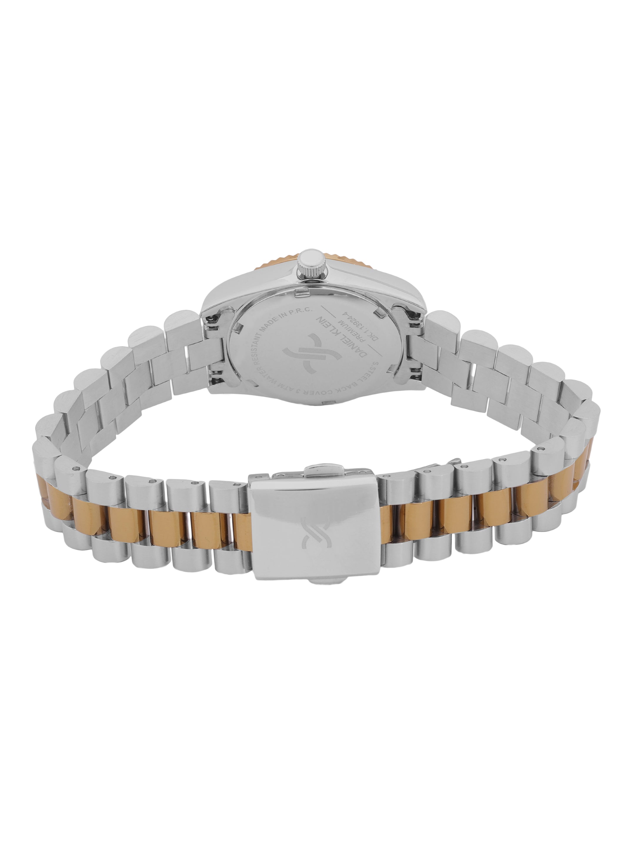 Daniel klein Premium Lady Dual-Tone IPS/IPG Silver Sunray Dial Stone Stainless Steel Watch DK.1.13924-4