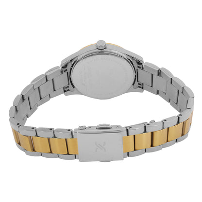 Daniel klein Dual-Tone IPS/IPG Silver Embossed Dial Stone Watch for Women DK.1.13953-5