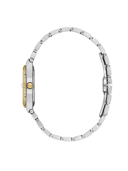 Daniel Klein Analog Silver Round Dial Silver and Gold Case Silver and Gold Strap Quartz Water-Resistant Wrist Watch for Women Girls, Ladies DK.1.14170-4