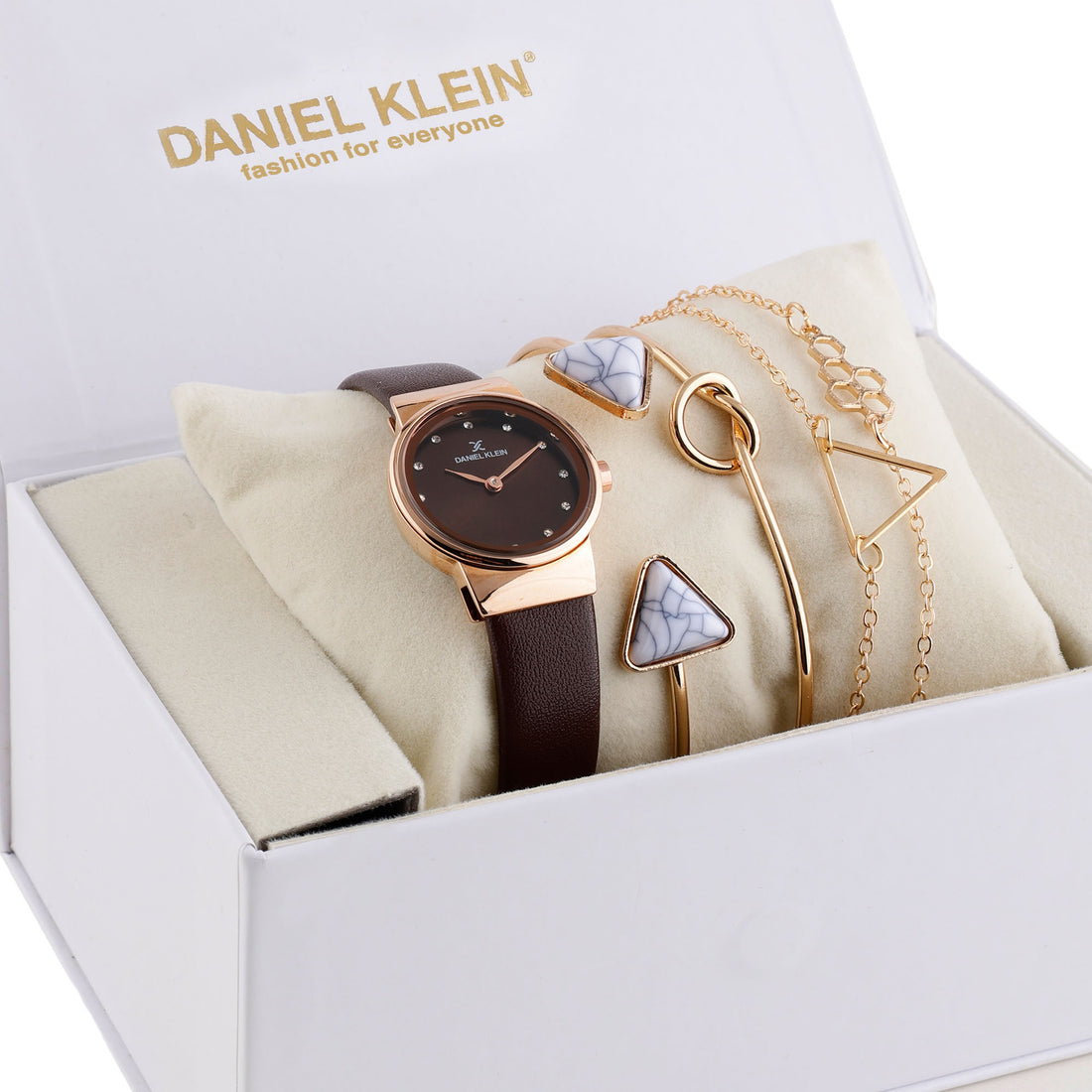 Daniel Klein Dark Brown Dial Analog Gift Set Watch with Bracelet For Women (Pack of 5)