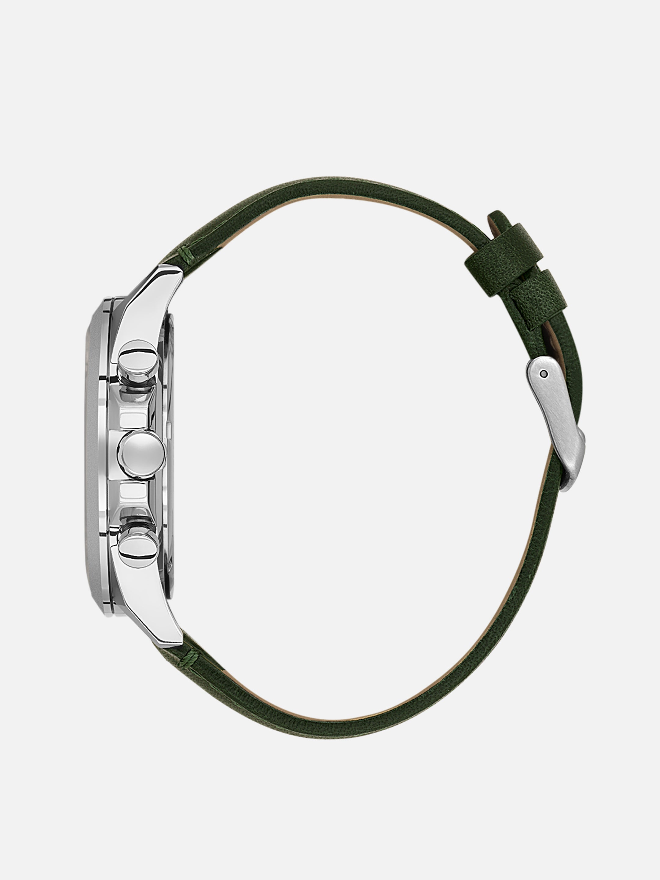 Daniel Klein Analog Dark Green Round Dial Silver Case Dark Green Strap Quartz Water-Resistant Wrist Watch for Men Boys DK.1.14244-3