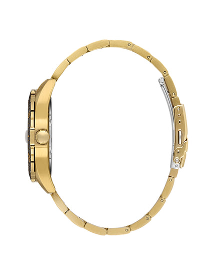 Daniel Klein Analog Black Round Dial Gold Case Gold Strap Quartz Water-Resistant Wrist Watch for Men Boys DK.1.14195-5