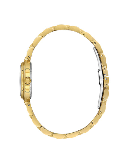 Daniel Klein Analog White Round Dial Gold Case Gold Strap Quartz Water-Resistant Wrist Watch for Women Girls, Ladies DK.1.14173-3