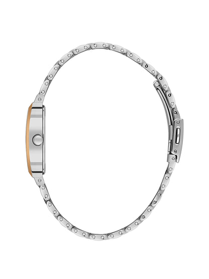 Daniel Klein Analog Silver Round Dial Silver and Rose Gold Case Silver and Rose Gold Strap Quartz Water-Resistant Wrist Watch for Women Girls, Ladies DK.1.14165-6