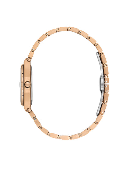 Daniel Klein Analog Silver Round Dial Pink Rose Gold Case Pink Rose Gold Strap Quartz Water-Resistant Wrist Watch for Women Girls, Ladies DK.1.14170-6