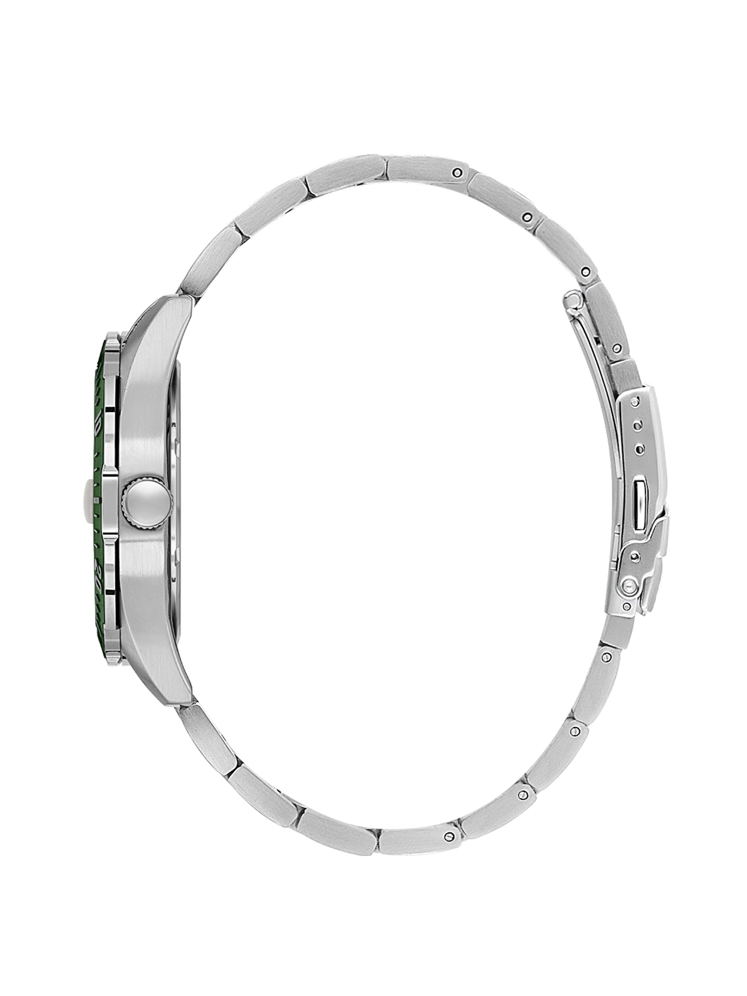 Daniel Klein Analog Dark Green Round Dial Silver Case Silver Strap Quartz Water-Resistant Wrist Watch for Men Boys DK.1.14195-3