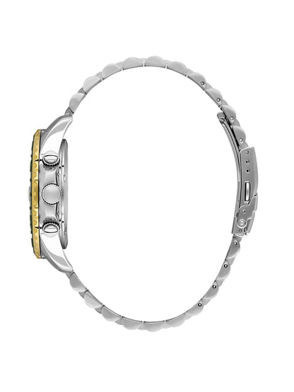 Daniel Klein Analog Dark Green Round Dial Silver and Gold Case Silver and Gold Strap Quartz Water-Resistant Wrist Watch for Men Boys DK.1.14243-4