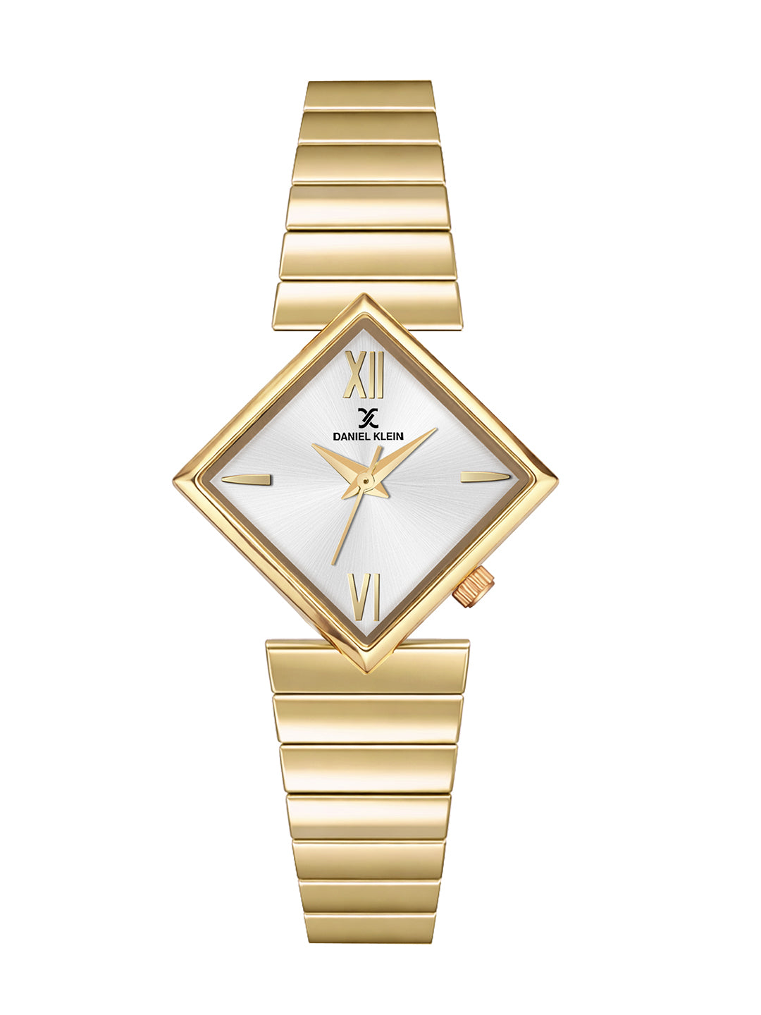 Daniel Klein Women Analog Watch | Gold Case | Silver Dial | Gold Strap | 30 mm | Water Resistant 3 ATM | DK.20.10010-4
