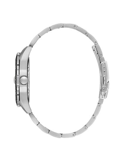 Daniel Klein Analog Black Round Dial Silver/Black Case Silver/Black Strap Quartz Water-Resistant Wrist Watch for Men Boys DK.1.14195-4
