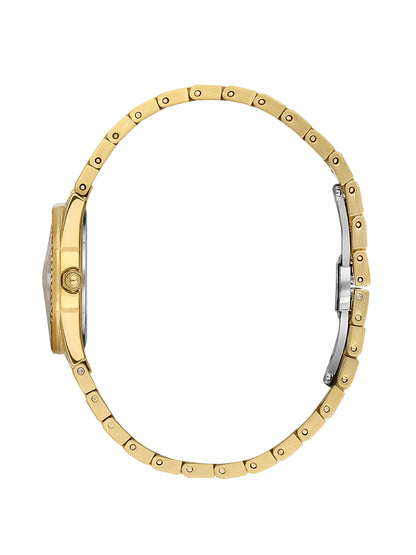 Daniel Klein Analog Dark Green Round Dial Gold Case Gold Strap Quartz Water-Resistant Wrist Watch for Women Girls, Ladies DK.1.14162-4
