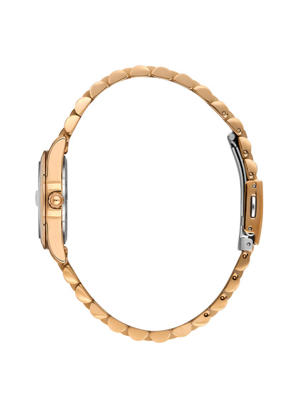 Daniel Klein Analog Silver Round Dial Pink Rose Gold Case Pink Rose Gold Strap Quartz Water-Resistant Wrist Watch for Women Girls, Ladies DK.6.14183-5