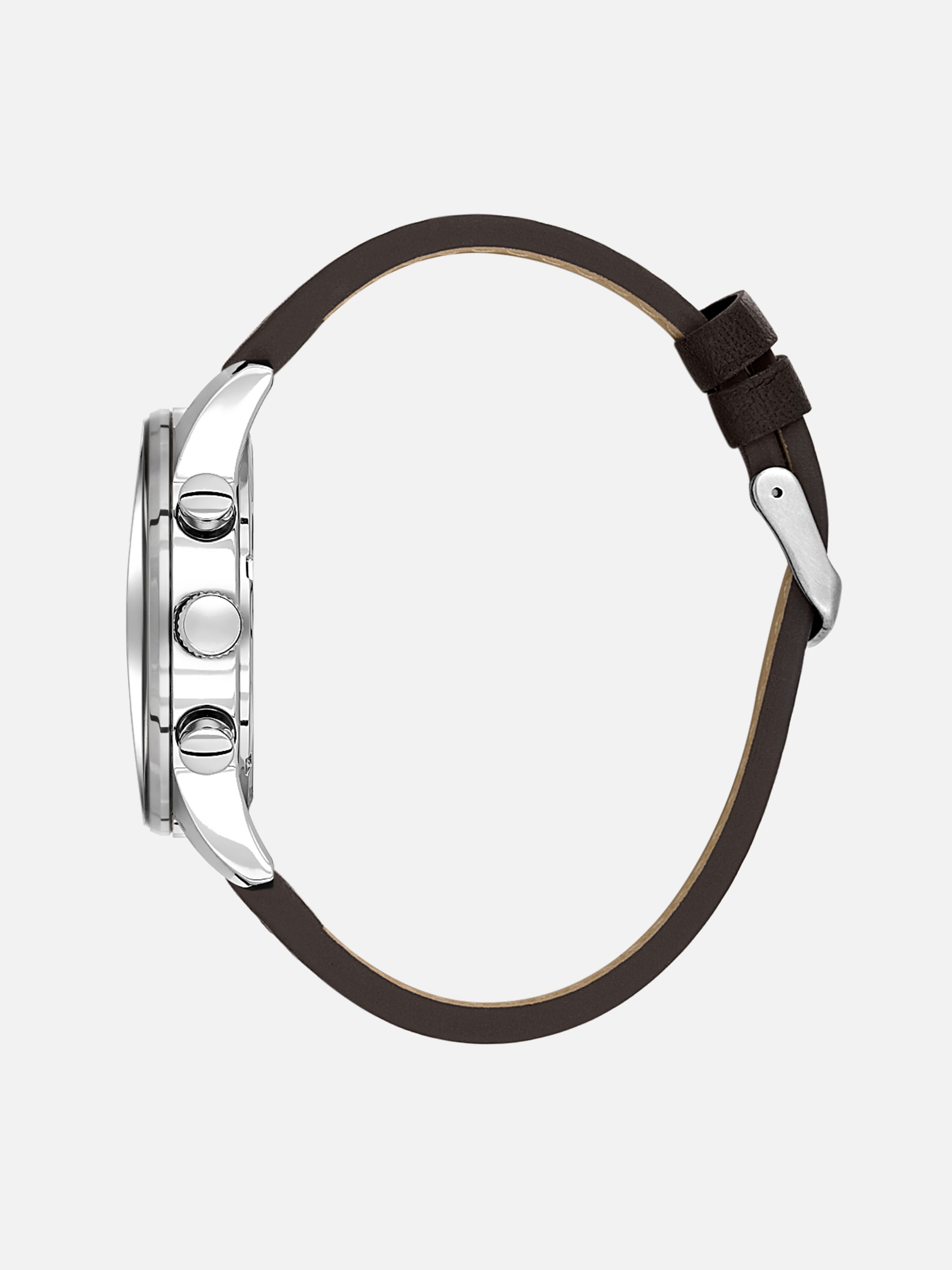 Daniel Klein Analog Dark Blue Round Dial Silver Case D.Brown Strap Quartz Water-Resistant Wrist Watch for Men Boys DK.1.14255-4