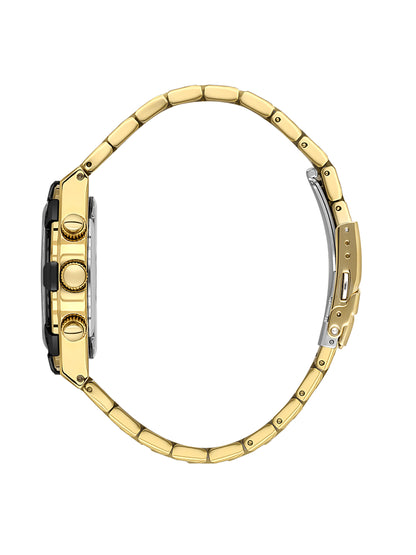Daniel Klein Analog Black Round Dial Gold Case Gold Strap Quartz Water-Resistant Wrist Watch for Men Boys DK.1.14242-4