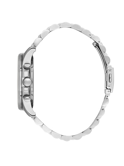 Daniel Klein Analog Gunmetal Round Dial Silver Case Silver Strap Quartz Water-Resistant Wrist Watch for Men Boys DK.1.14240-5