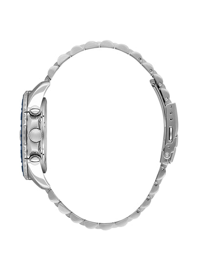 Daniel Klein Analog Dark Blue Round Dial Silver Case Silver Strap Quartz Water-Resistant Wrist Watch for Men Boys DK.1.14243-3