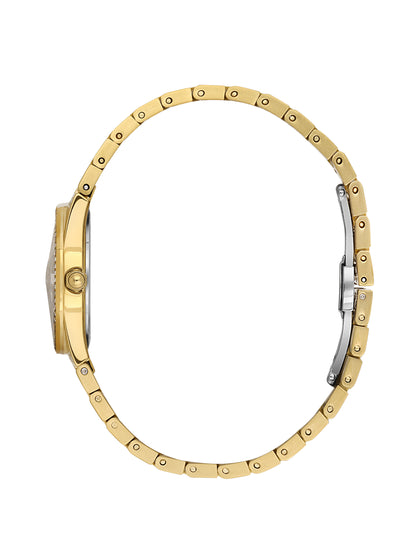 Daniel Klein Analog Silver Round Dial Gold Case Gold Strap Quartz Water-Resistant Wrist Watch for Women Girls, Ladies DK.1.14162-3