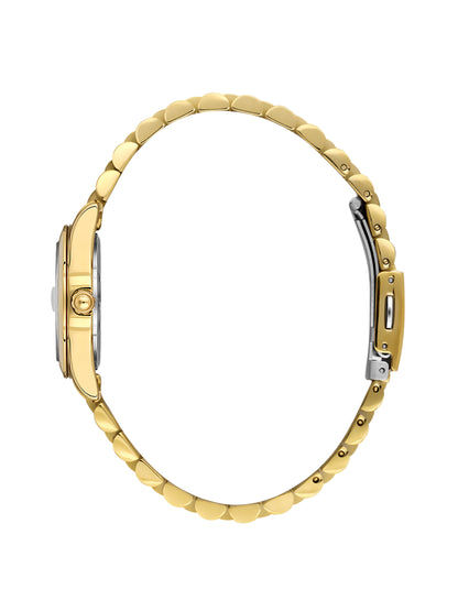 Daniel Klein Analog Silver Round Dial Gold Case Gold Strap Quartz Water-Resistant Wrist Watch for Women Girls, Ladies DK.6.14183-2