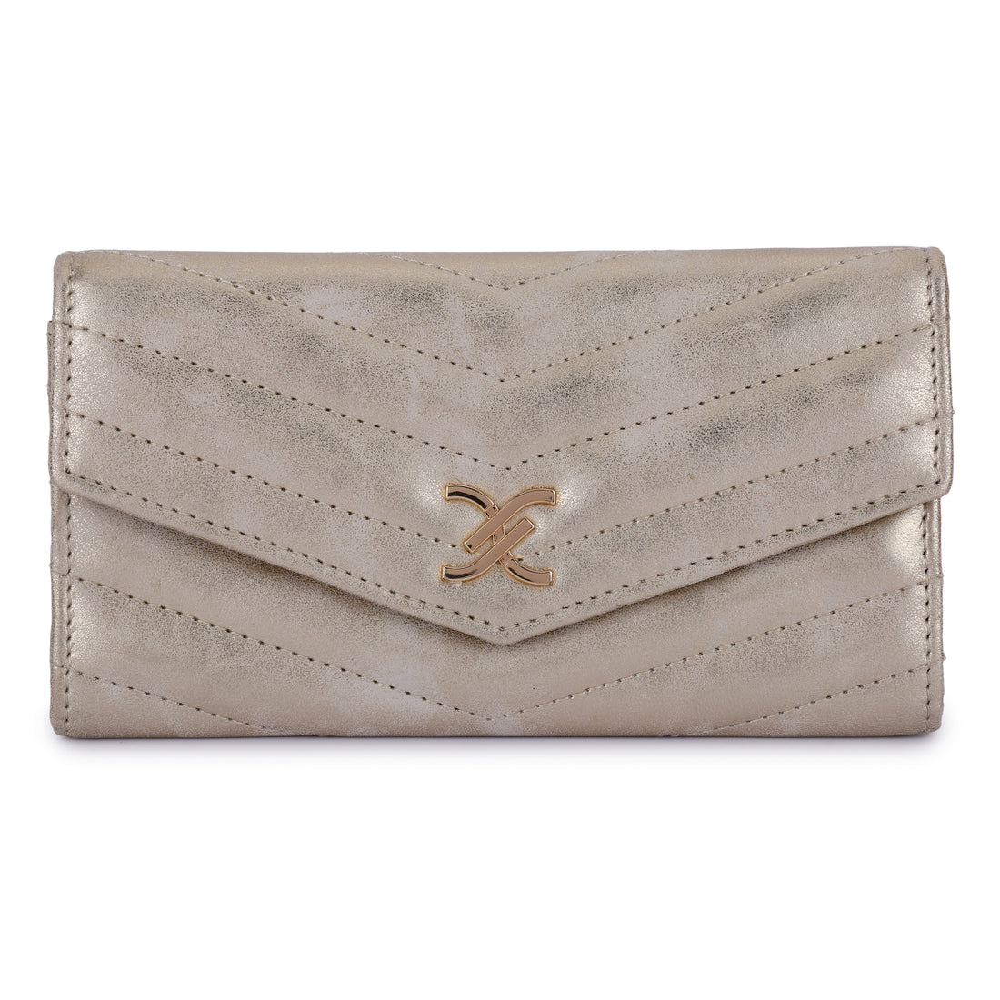 Daniel Klein Women’s Metallic Chevron Wallet – Matt Gold