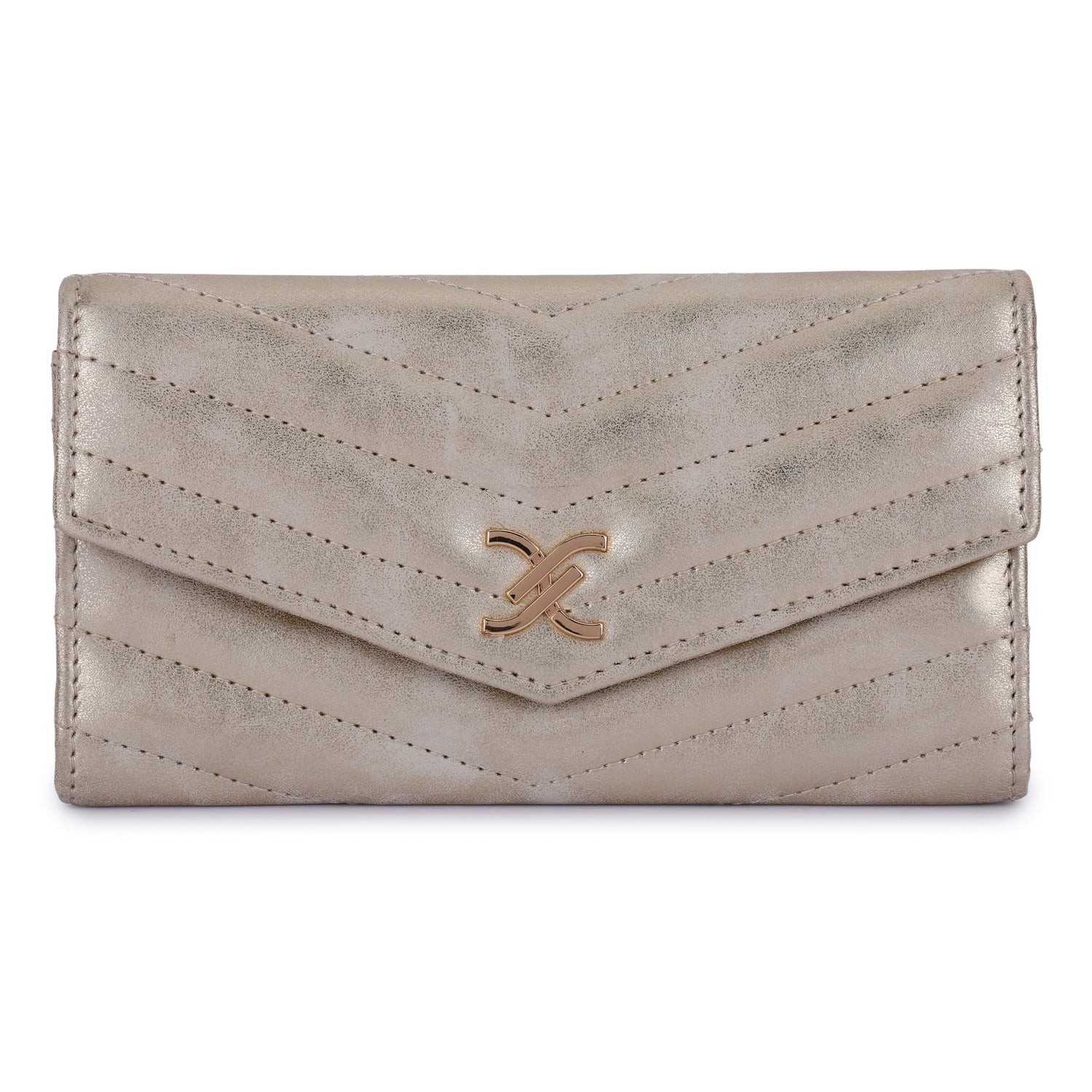 Daniel Klein Women’s Metallic Chevron Wallet – Matt Gold