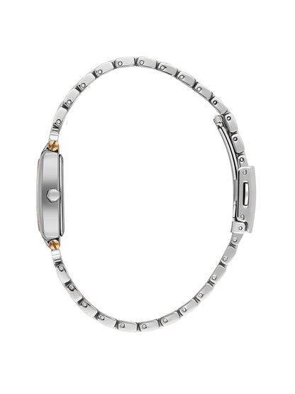 Daniel Klein Analog Silver Round Dial Silver and Rose Gold Case Silver and Rose Gold Strap Quartz Water-Resistant Wrist Watch for Women Girls, Ladies DK.1.14281-6
