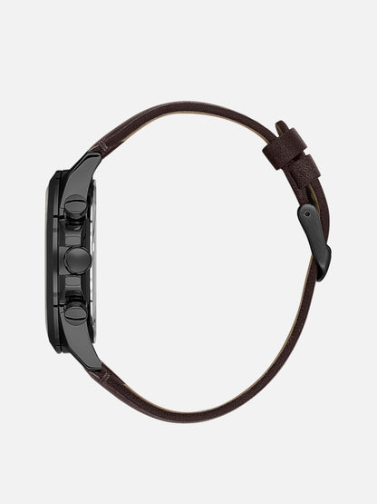 Daniel Klein Analog Cool Grey 9c Round Dial Black Case Brown Strap Quartz Water-Resistant Wrist Watch for Men Boys DK.1.14244-6