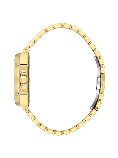 Daniel Klein Analog Black Round Dial Gold Case Gold Strap Quartz Water-Resistant Wrist Watch for Men Boys DK.1.14201-5