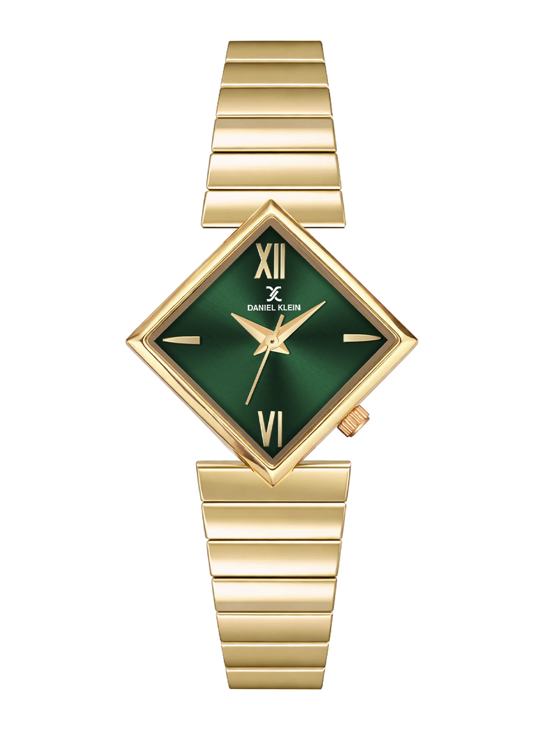 Daniel Klein Women Analog Watch | Gold Case | Green Dial | Gold Strap | 30 mm | Water Resistant 3 ATM | DK.20.10010-3