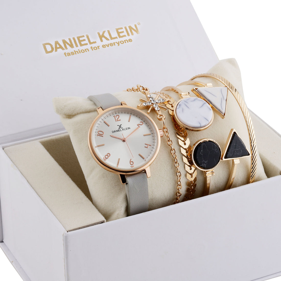 Daniel Klein Silver  Dial Analog Gift Set Watch with Bracelet For Women (Pack of 6)