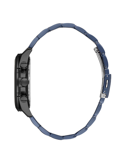 Daniel Klein Analog Blue Round Dial Black Case Blue Strap Quartz Water-Resistant Wrist Watch for Men Boys DK.1.14245-4