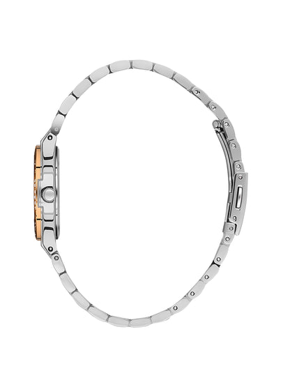 Daniel Klein Analog Dark Green Round Dial Silver and Rose Gold Case Silver and Rose Gold Strap Quartz Water-Resistant Wrist Watch for Women Girls, Ladies DK.1.14160-6