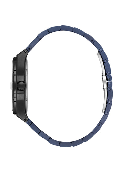 Daniel Klein Analog Blue Round Dial Black Case Blue Strap Quartz Water-Resistant Wrist Watch for Men Boys DK.1.14192-5